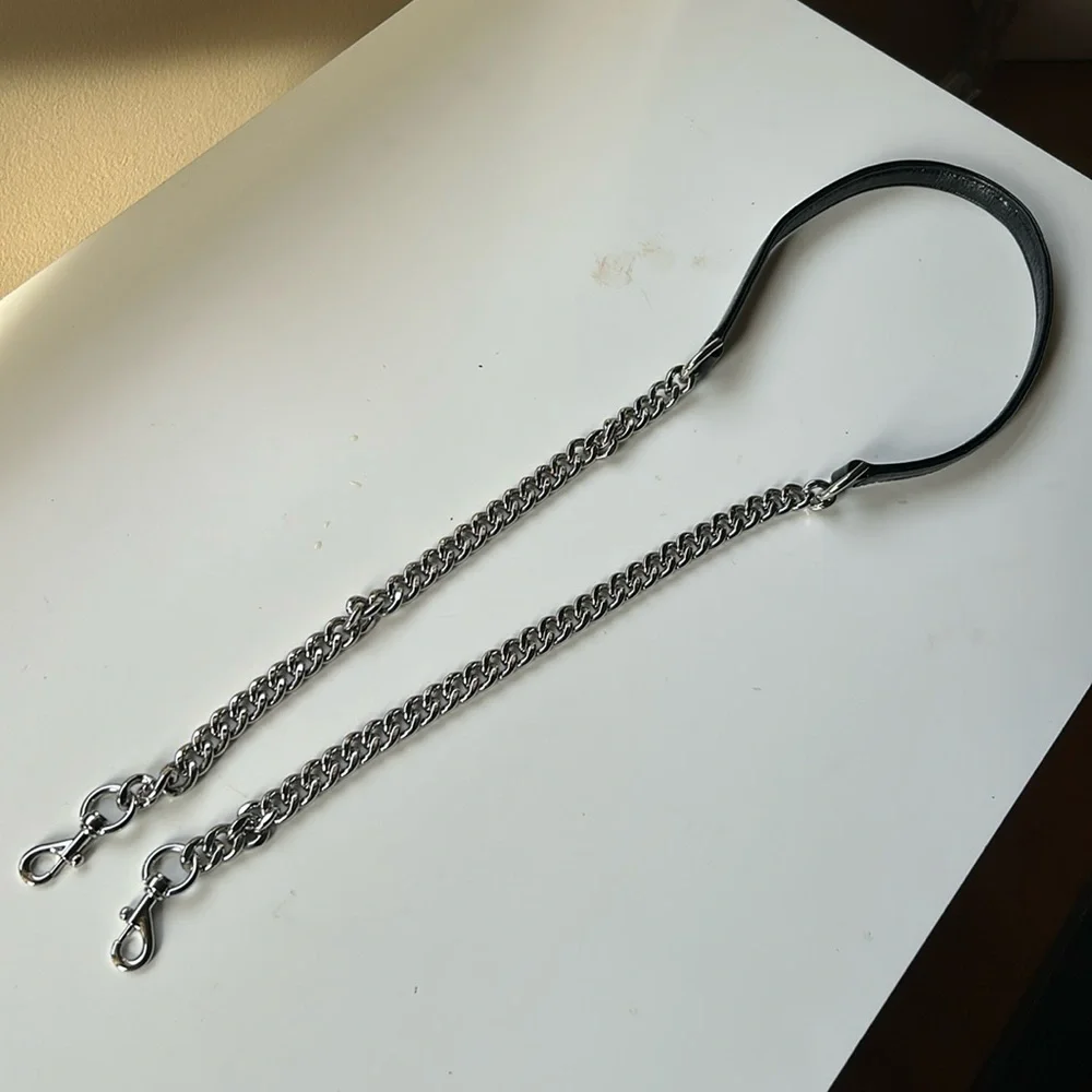 Silver and black leather strap for purse - Picture 3 of 6